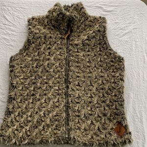 Brown Fur Vest Sherpa Teddy Bear J2 MADE IN COLORADO women’s small vintage‎